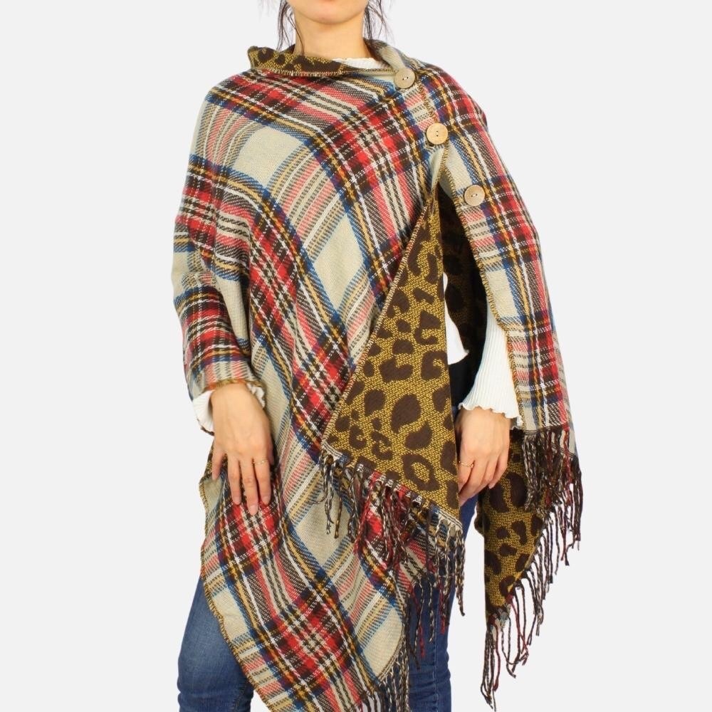 Reversible Leopard Print Poncho